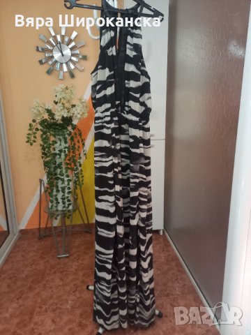 СЕКСИ рокля от немачкаема коприна в черно, сиво и бяло. Размер: L, XL.