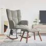 vidaXL Люлеещ се стол с табуретка, светлосив, кадифе, снимка 3