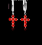 Sale Сребърни висящи обеци,колекция"Faith"- кръстове,red/нови, снимка 1 - Колиета, медальони, синджири - 44639586
