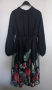 Нова черна рокля с цветя, миди дължина  голям размер, снимка 1 - Рокли - 44810557