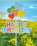 Happy birthday надпис с цветни балонени сърца балони картонен топер украса за торта рожден ден