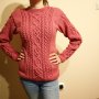 Ръчно плетена дамска блуза с аранови елементи, снимка 1 - Блузи с дълъг ръкав и пуловери - 34835198