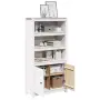 vidaXL Висок шкаф, бял, 80x35x154 см, борово дърво масив, снимка 4