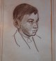 Владимир Димитров- Майстора стара  рисунка портрет на момче с молив , снимка 5