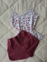 Дамски летен комплект за вкъщи – топ на цветя + бордо къси панталонки, снимка 3