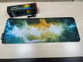 🖱️ RGB Gaming Mouse Pad XXL 800×300 мм – 14 режима, Galaxy Green, снимка 1