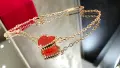 Van Cleef & Arpels VCA Rose Gold Red Carnelian Sweet Heart Дамска Гривна, снимка 6