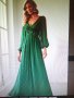 Официална рокля с ефирни ръкави в зелено, снимка 3