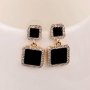 Обеци с черни кристали - висящи, снимка 4