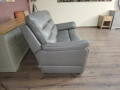 Сив кожен диван двойка La-z-boy, снимка 2