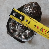 Огромна Възрожденска сребърна 1860 гривна рогатка запазена, снимка 12 - Антикварни и старинни предмети - 36500700