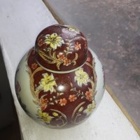 Сатцума Satsuma стара ваза буркан с капак порцелан печат, снимка 3 - Антикварни и старинни предмети - 44481138