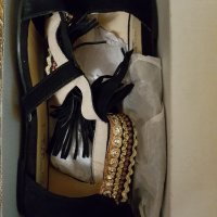 Дамски сандали естествена кожа черно и златно ESMARA, снимка 8 - Сандали - 29731350