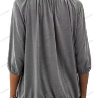 Едноцветна свободна дамска тениска с кръгло деколте и 3/4 ръкави, 8цвята , снимка 12 - Тениски - 44527835