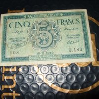 	Алжир 	5 франка 1942 г, снимка 1 - Нумизматика и бонистика - 41484415