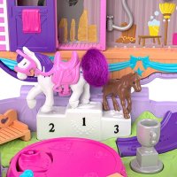 Игрален комплект Polly Pocket Jumpin' Style Pony - Пони с 2 мини кукли и 12 аксесоара / Mattel, снимка 4 - Кукли - 40972210