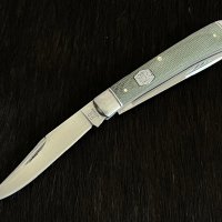 Колекционерски джобен сгъваем нож с две остриета RR Trapper Green Micarta. (RR1990), снимка 1 - Ножове - 42457667