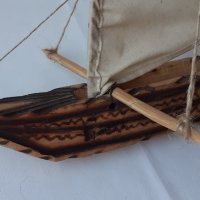 Дървена лодка с платна за декорация, морски декор, модел, макет, снимка 5 - Други - 40920601