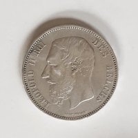 5 франка Леополд II 1867, снимка 2 - Нумизматика и бонистика - 44227586