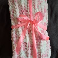 Ръчно плетено меко бебешко одеало от мерино вълна - 90 х 90 размер, снимка 12 - Спално бельо и завивки - 41806802