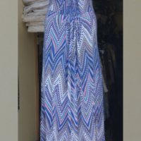 Дълга рокля с отворен гръб в синьо-розови цветове , снимка 5 - Рокли - 42056234