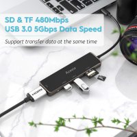 Aceele USB C хъб, 5 в 1  HDMI, 2xUSB 3.0, SD TF четец - дизайнерска версия, снимка 4 - Друга електроника - 40089165