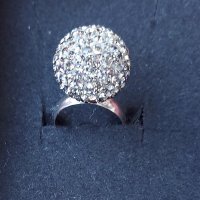 Сребърен пръстен топка с кристали "Swarovski"® / проба 925 и Житен клас , снимка 2 - Пръстени - 26286330