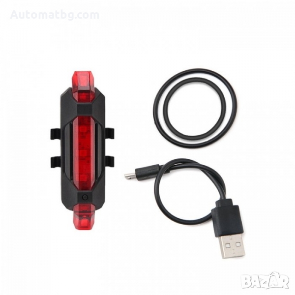 Стоп за велосипед Automat, Заден стоп с USB, Червен, снимка 1