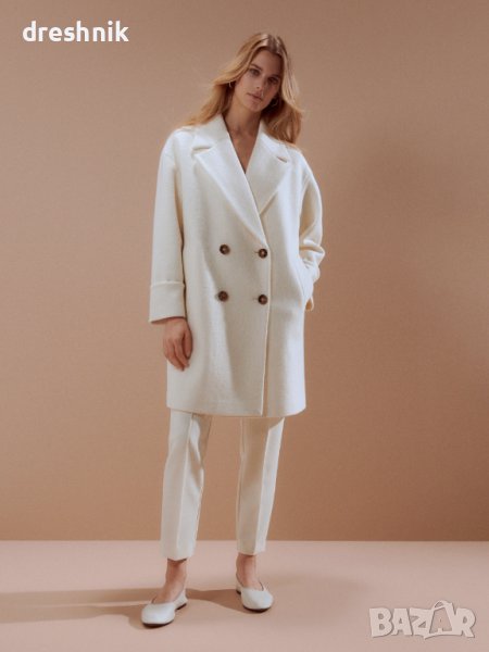 Reserved - дамско палто вълна бяло размер L, снимка 1
