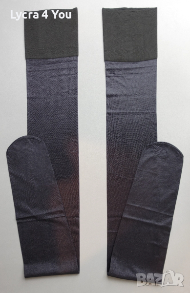 M/L черни лъскави чорапи с ликра и широка плоска лента, снимка 1