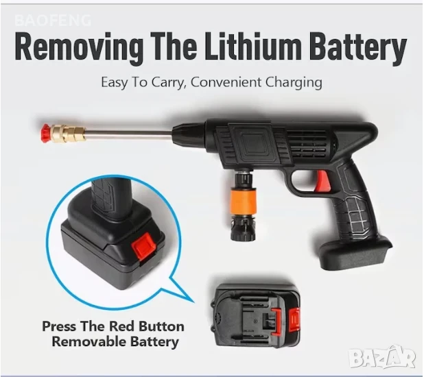 Промоция Нова 6000mah 48V 2 батерии АКУМУЛАТОРНА ВОДОСТРУЙКА за кола дом градина 30 bar от вносител, снимка 1