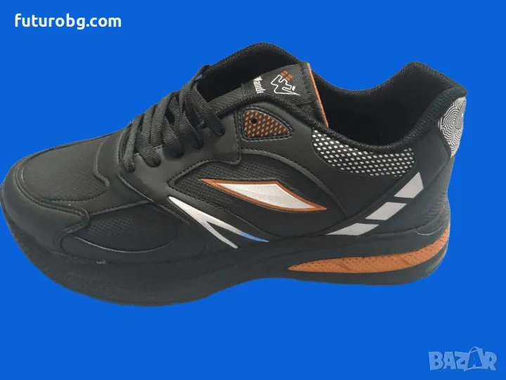 Черни маратонки с оранжев акцент за мъже-водоустоичиви, снимка 1