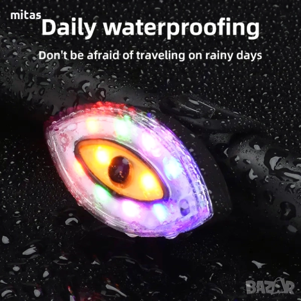 Задна LED стоп светлина за велосипед колело QIXUN EYE, USB, 30 лумена, снимка 1