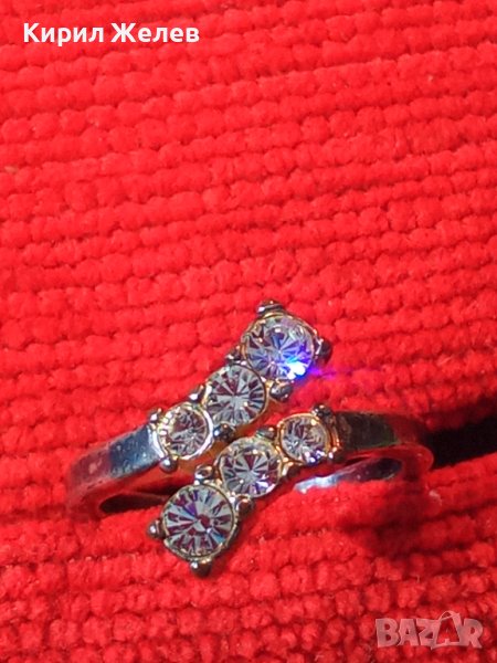 СРЕБЪРЕН или ПОСРЕБРЕН СКЪПОЦЕНЕН РЕТРО АР НУВО ПРЪСТЕН с ИСКРЯЩИ ЦИРКОНИ и ЩЕМПЕЛ на МАЙСТОРА 30606, снимка 1