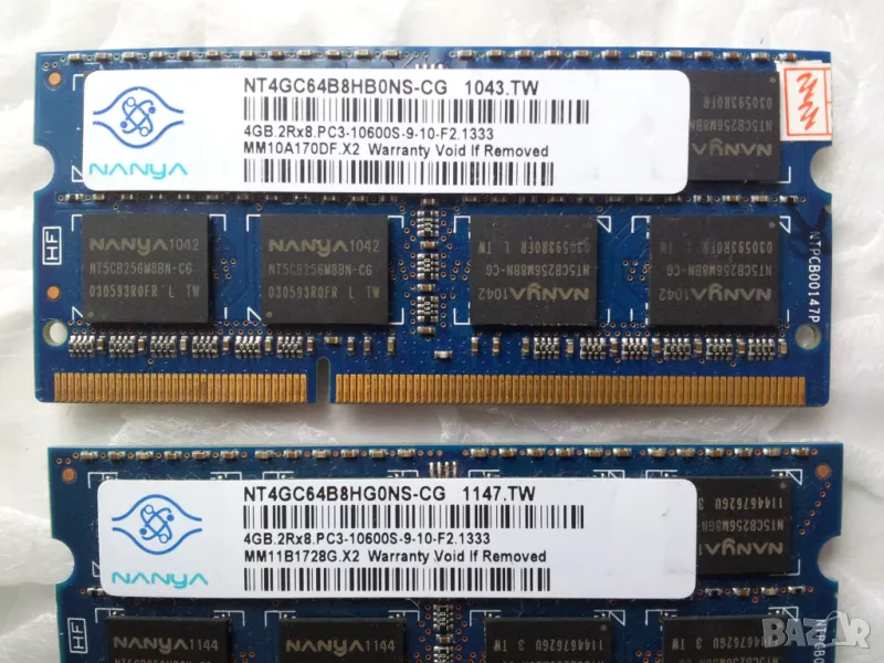 4GB DDR3 1333 MHz 2RX8 Ram за стари лаптопи SODIMM,цената е за 2те , снимка 1