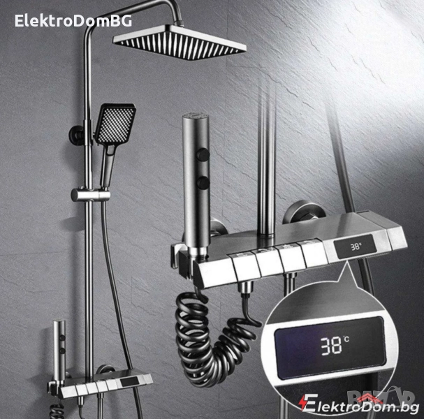 Луксозна душ система 4 в 1, цифров дисплей за температурата, без захранване, снимка 1