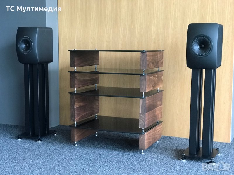 Hi Fi маса за компоненти Custom Design Milan XL walnut и стойки за тонколони, снимка 1