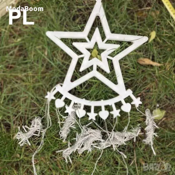 Голяма коледна ЗВЕЗДА с 9 гирлянда за елха или градинска украса, снимка 1