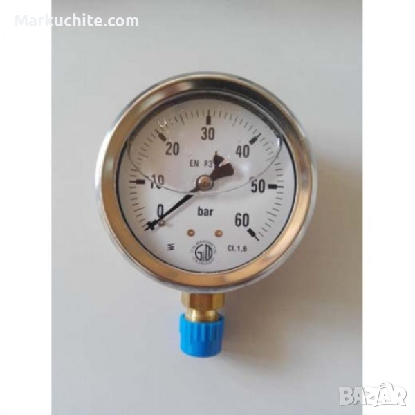 Манометър-радиален с глицерин ф63mm, G1/4, снимка 1