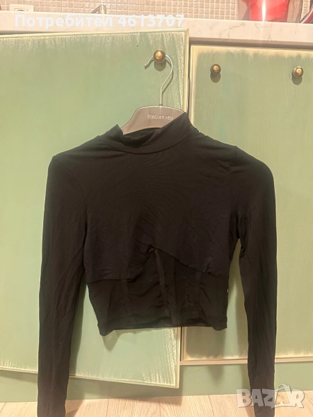 Черна блуза с дълги ръкави, снимка 1