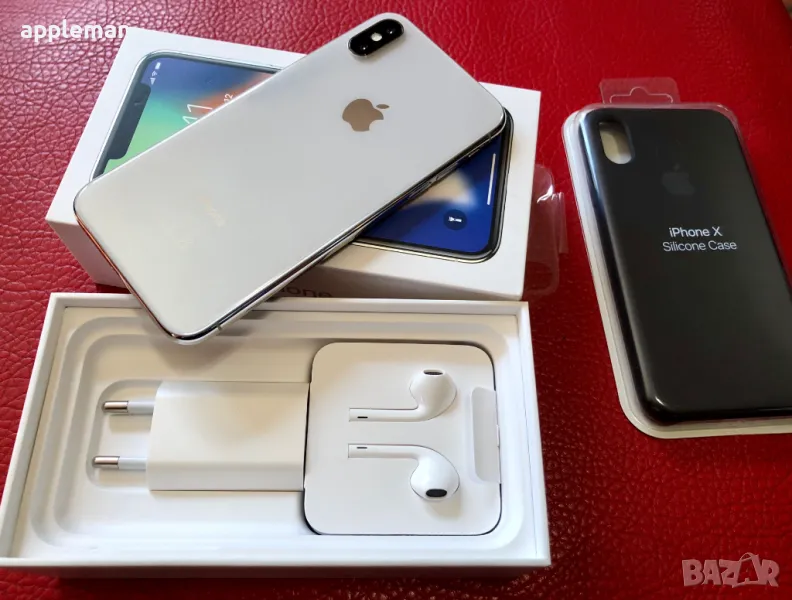 Apple iPhone X 64GB Silver Айфон 10 бял Бг меню 100% батерия, снимка 1