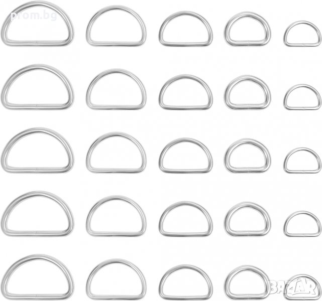 метални халки Д, D образен пръстен, халка, никел, полухалка, снимка 1