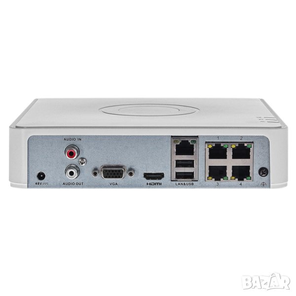 Hikvision DS-7104NI-E1/4P 4 Канален Мрежов Видеорекордер NVR с 4 PoE Порта 4MP на Канал 40Mbps Onvif, снимка 1