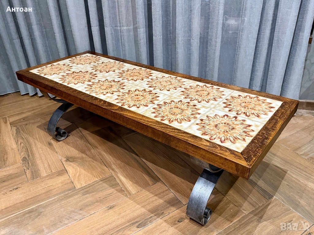 Холна маса масив /фаянсови плочки / метал, снимка 1