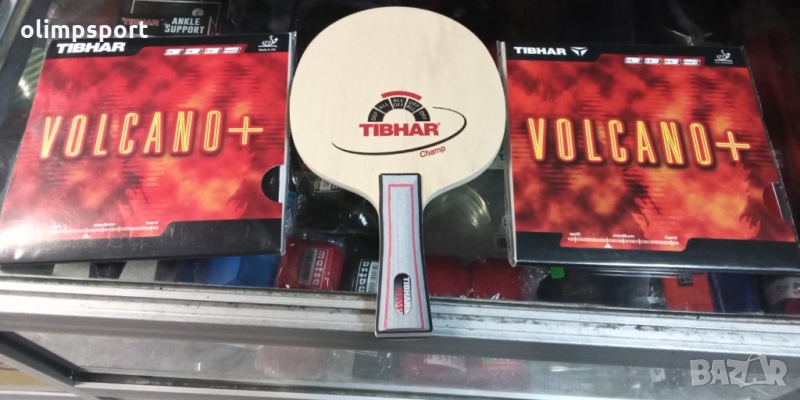 хилка за тенис на маса нова дърво tibhar champ concave ново с много контрол  гуми гладки tibhar volc, снимка 1