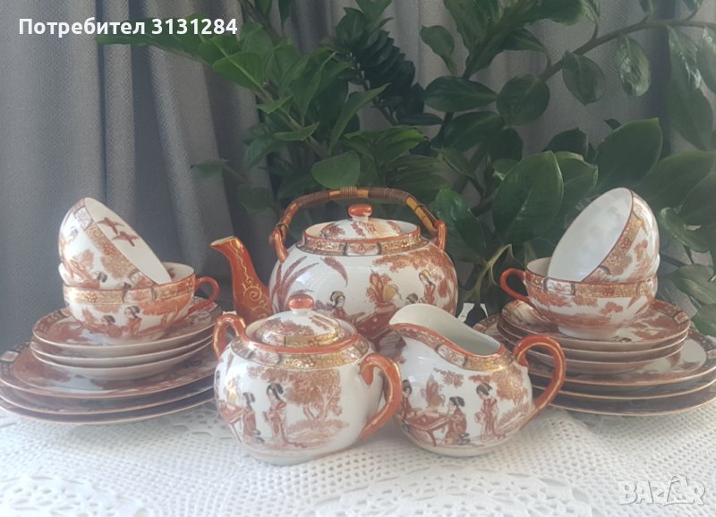 Антикварен Amari сервиз Гейши порцелан " яйчена черупка" Япония, снимка 1