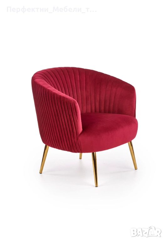 Кресло фотьойл в бордо и злато-да посрещнем годината на огнения кон 2026!, снимка 1