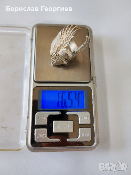 Сребърен пръстен с орел American Biker, снимка 1