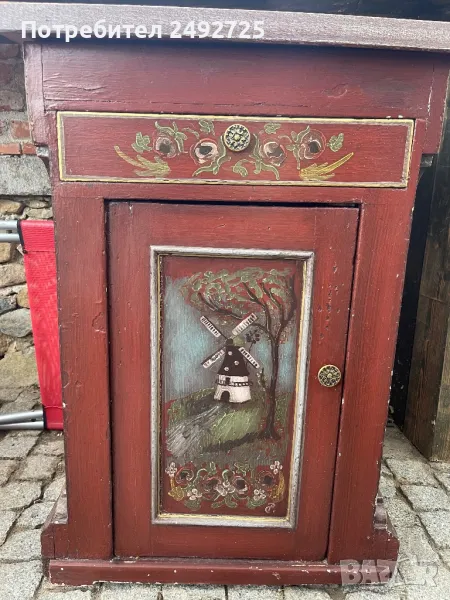 Шкаф малък, нощно шкафче масив ръчно рисуван от Дания, снимка 1