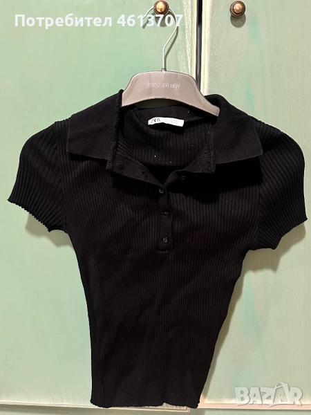 Zara черна блуза с къси ръкави, снимка 1